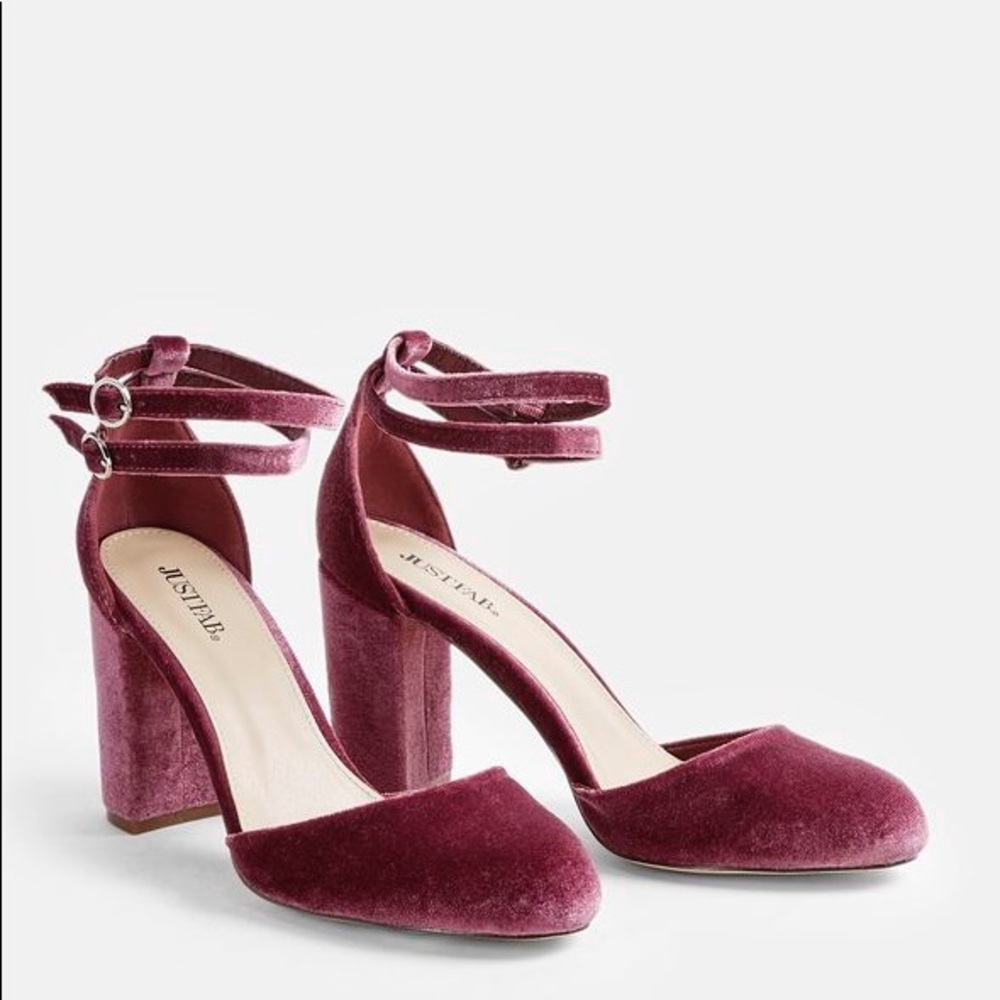 Justfab ‘Clarysa’ Mauve Velour Ankle Strap Pump